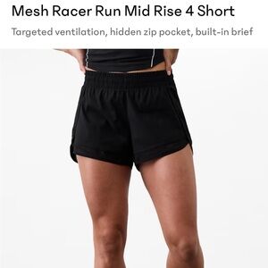 Athleta Mesh Racer Run Mid Rise 4 Short
